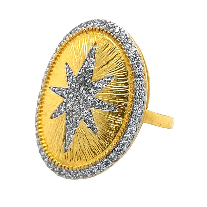GOLD PLATED BRASS STAR OVAL RING