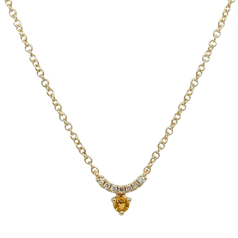 14K YELLOW GOLD CITRINE AND DIAMOND NECKLACE
