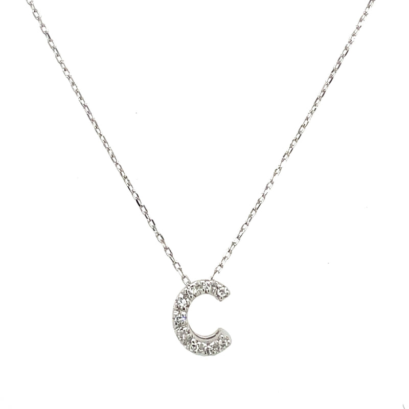 14K WHITE GOLD INITIAL 'C' NECKLACE