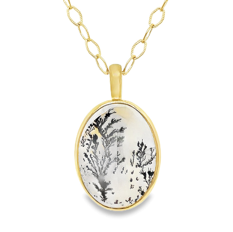 18K YELLOW GOLD QUARTZ NECKLACE  #230-00166