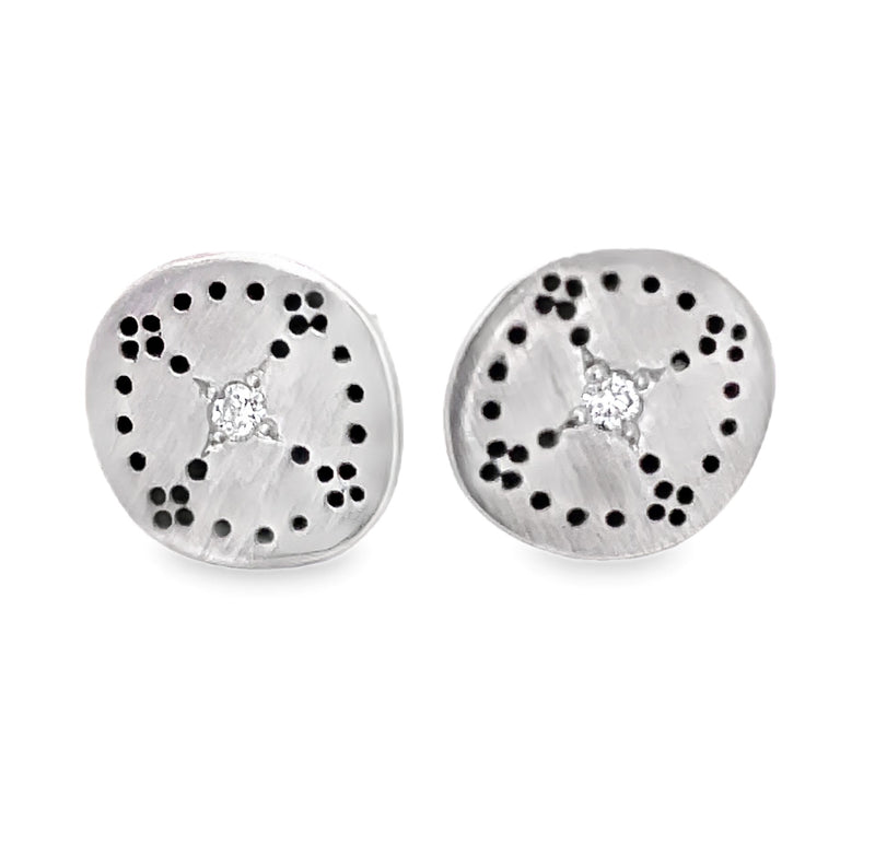 STERLING SILVER DIAMOND EARRINGS  #150-00082