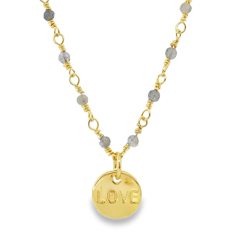 LABRADORITE LOVE NECKLACE  #805-00718