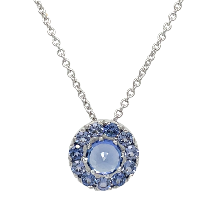 14K WHITE GOLD SAPPHIRE NECKLACE