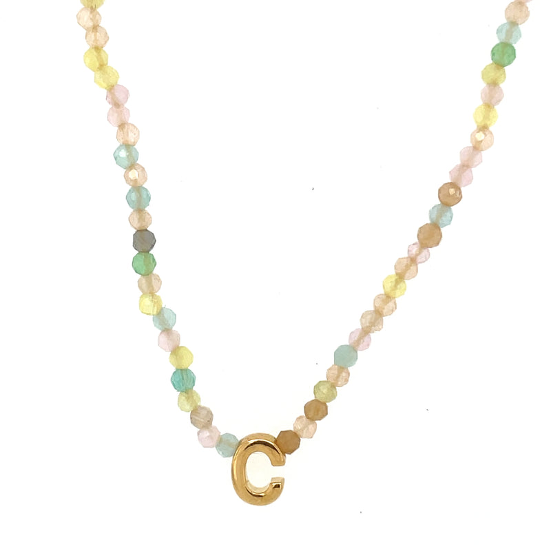 GOLD PLATED BEADED "C" NECKLACE