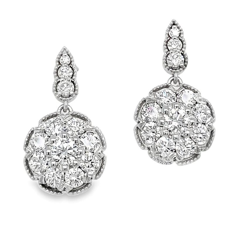 14K WHITE GOLD DIAMONDS EARRINGS  #150-00355