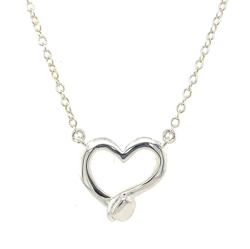 SILVER PLATED PEWTER HEART NECKLACE