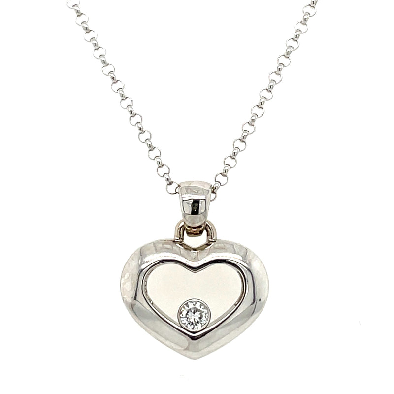 14K WHITE GOLD HEART NECKLACE