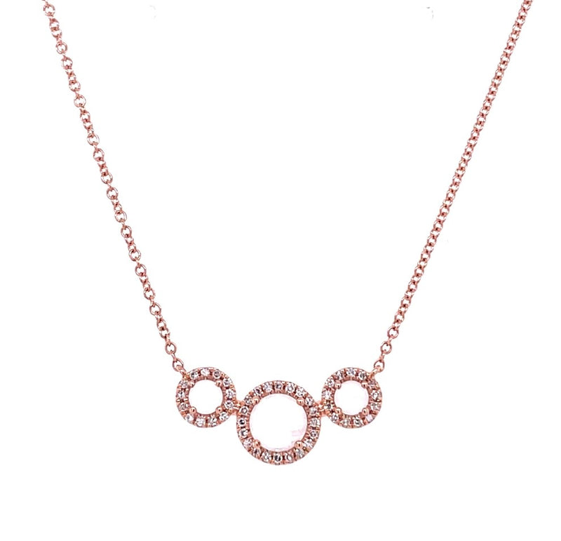 14K ROSE GOLD MOONSTONE AND DIAMOND NECKLACE