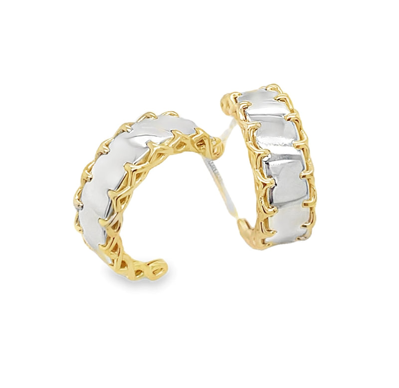 STERLING STERLING AND 14K YELLOW GOLD HOOP EARRINGS   #645-00482