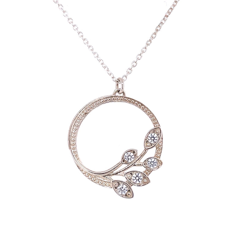 STERLING SILVER CIRCLE NECKLACE WITH CUBIC ZIRCONIA