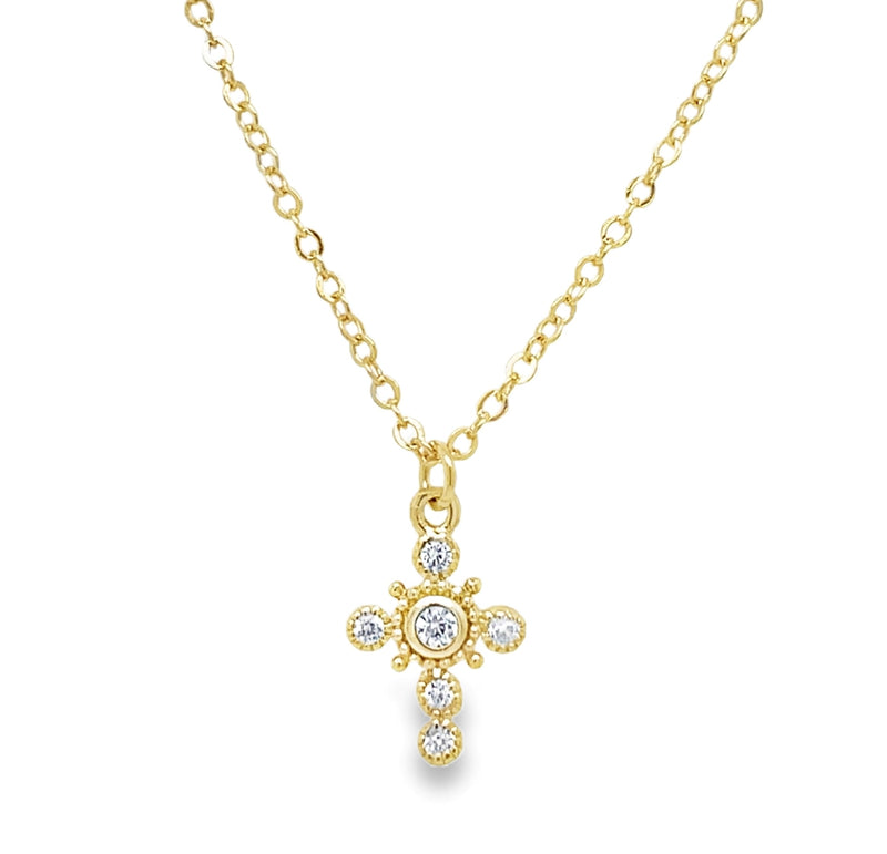 GOLD PLATED STERLING SILVER CROSS NECKLACE