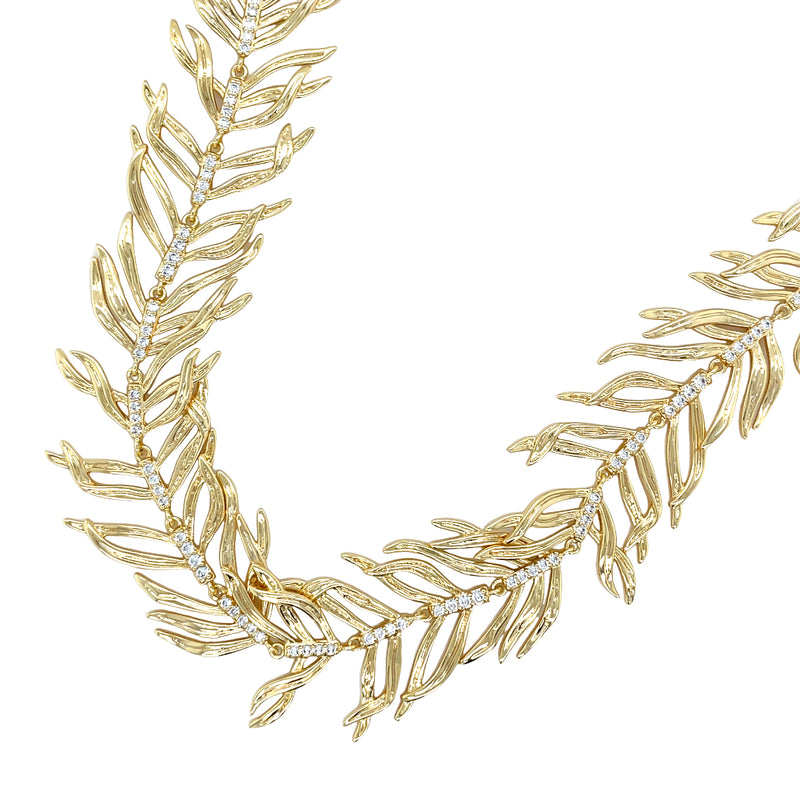 YELLOW GOLD PLATED MIXED METAL NECKLACE