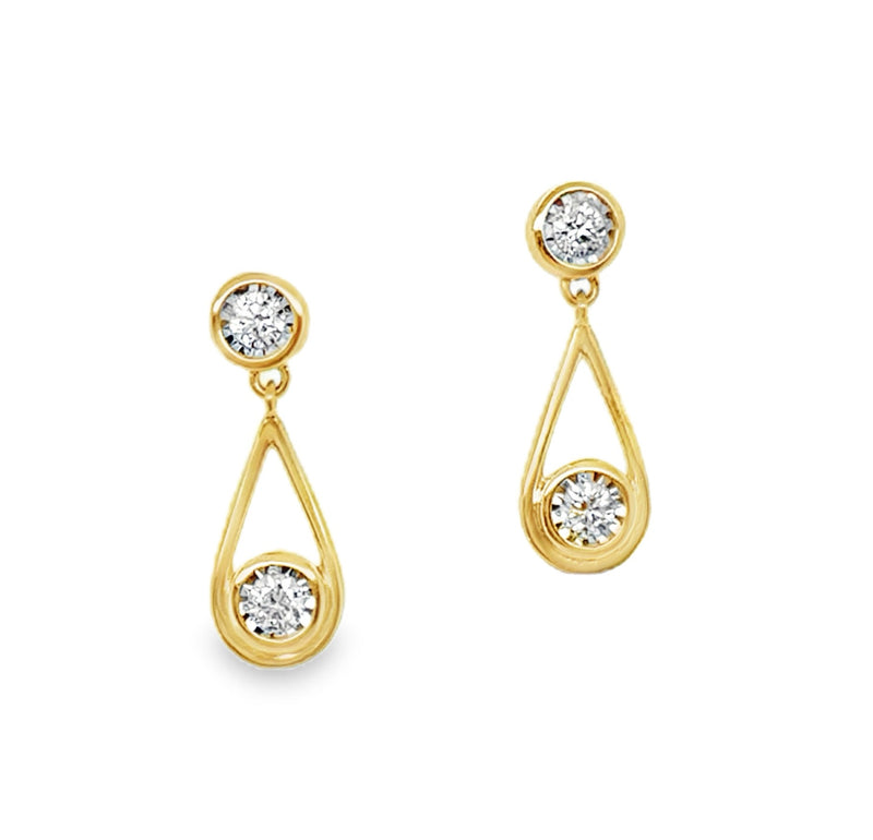 14K YELLOW GOLD DIAMOND EARRINGS #150-00554