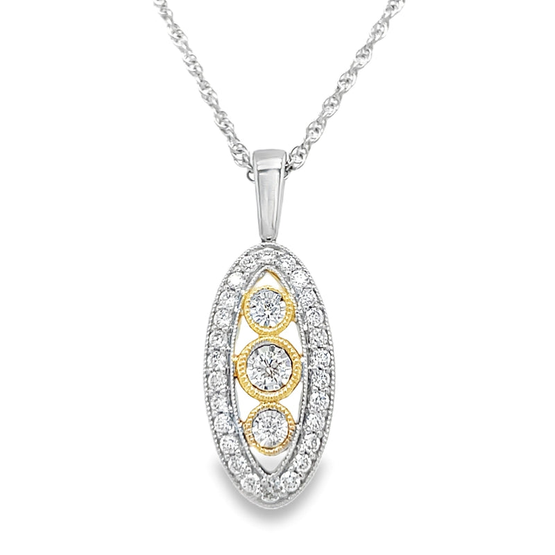 14K WHITE AND YELLOW GOLD DIAMOND NECKLACE  #160-00201