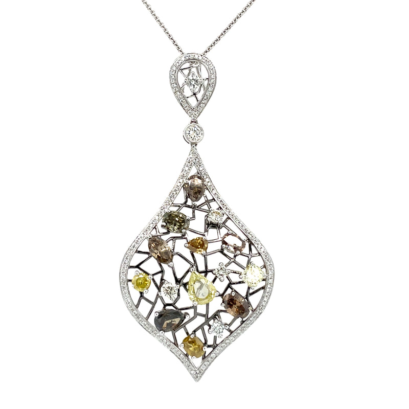 18K WHITE GOLD FANCY DIAMOND NECKLACE  #165-00252