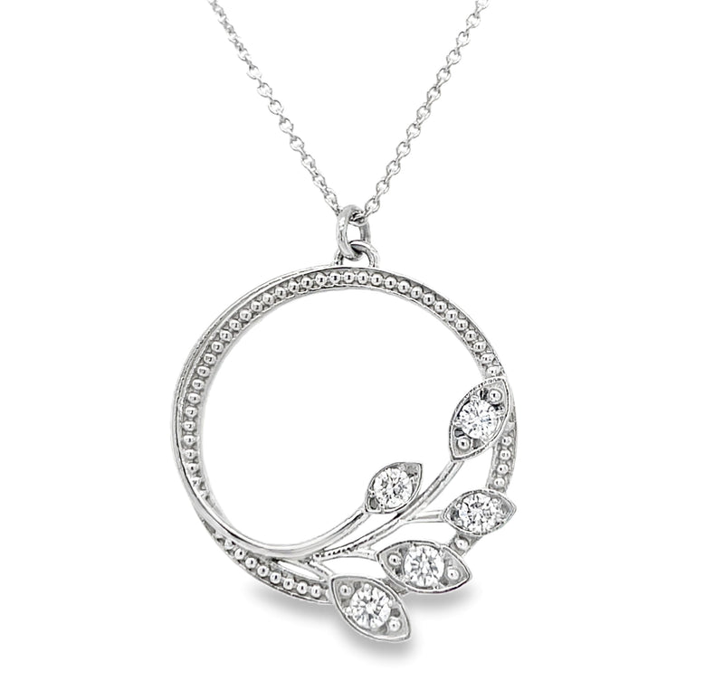 STERLING SILVER CIRCLE NECKLACE WITH CUBIC ZIRCONIA  #230-00040