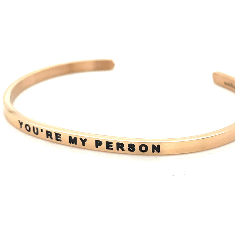 ROSE  GOLD PLATED STAINLESS STEEL MANTRA CUFF BRACELET