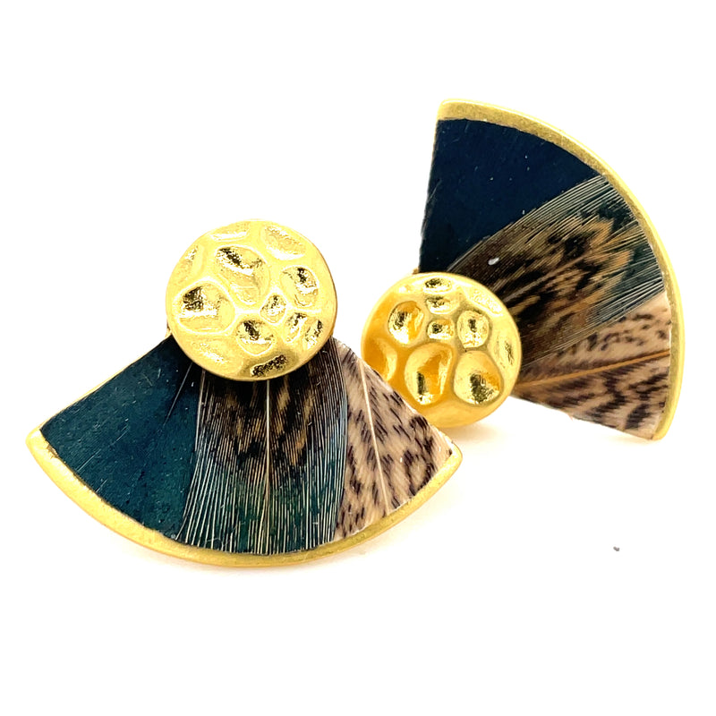 24K YELLOW GOLD PLATED FAN EARRINGS