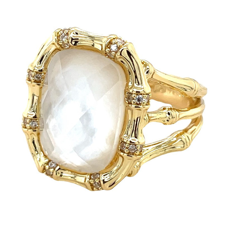 YELLOW GOLD PLATED MIXED METAL RING