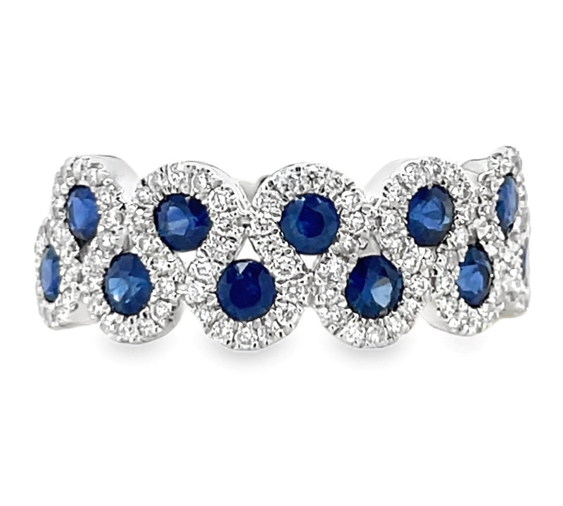 18K WHITE GOLD SAPPHIRE AND DIAMOND RING  #200-00449