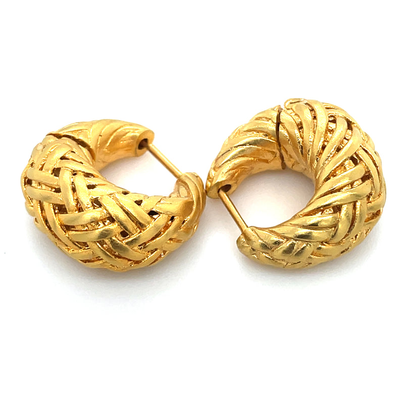 22K YELLOW GOLD PLATED BRASS EARRINGS  #800-00260