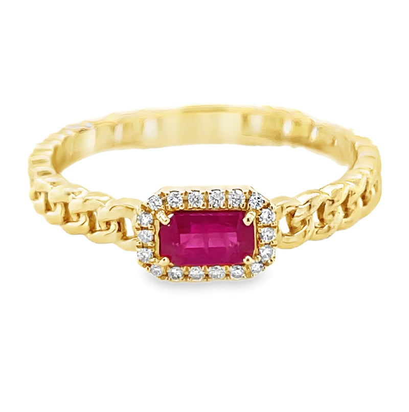 14K YELLOW GOLD RUBY AND DIAMOND RING  #200-00121