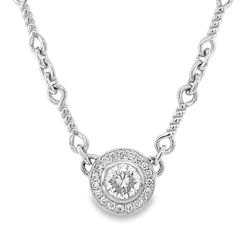 14K WHITE GOLD DIAMOND NECKLACE  #160-00151