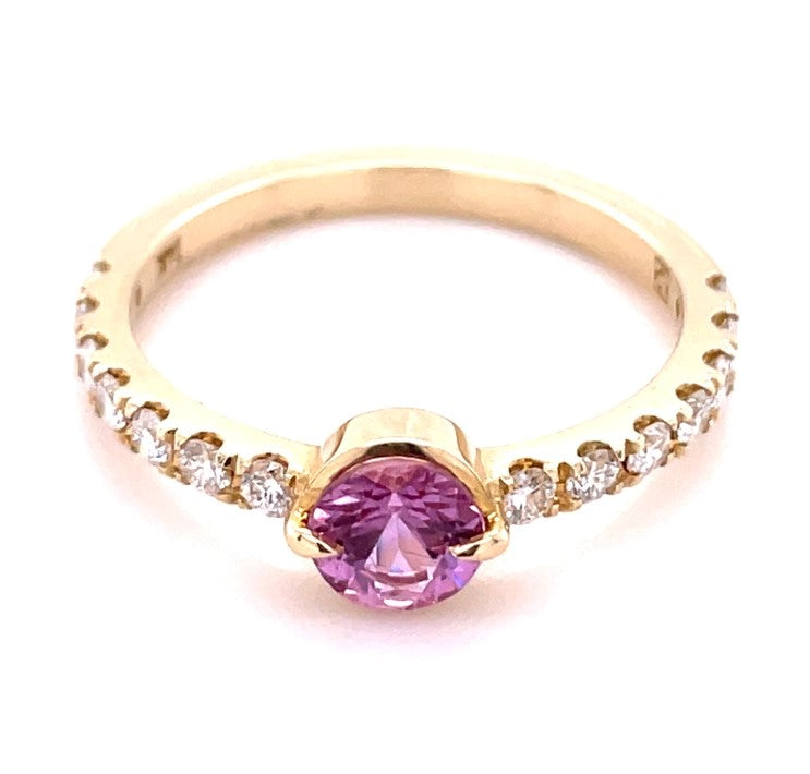 14K YELLOW GOLD PINK SAPPHIRE RING