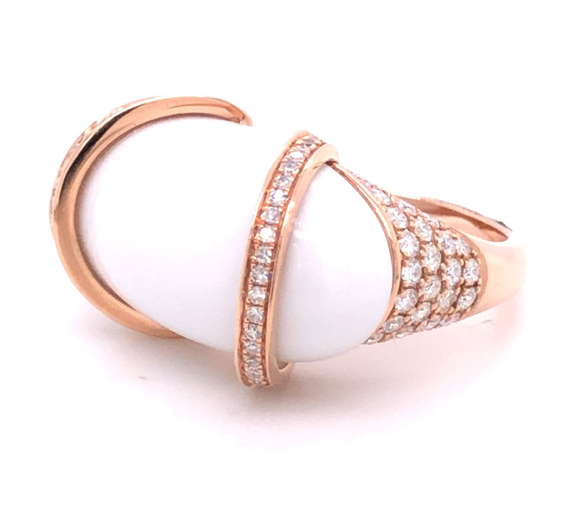 14K ROSE GOLD AGATE AND DIAMOND RING