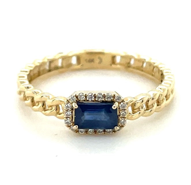 14K YELLOW GOLD SAPPHIRE AND DIAMOND RING  #200-00201