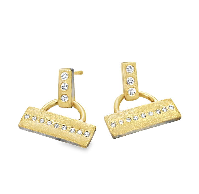 18K YELLOW GOLD AND STERLING SILVER PAVE SET DIAMONDS  #645-00340
