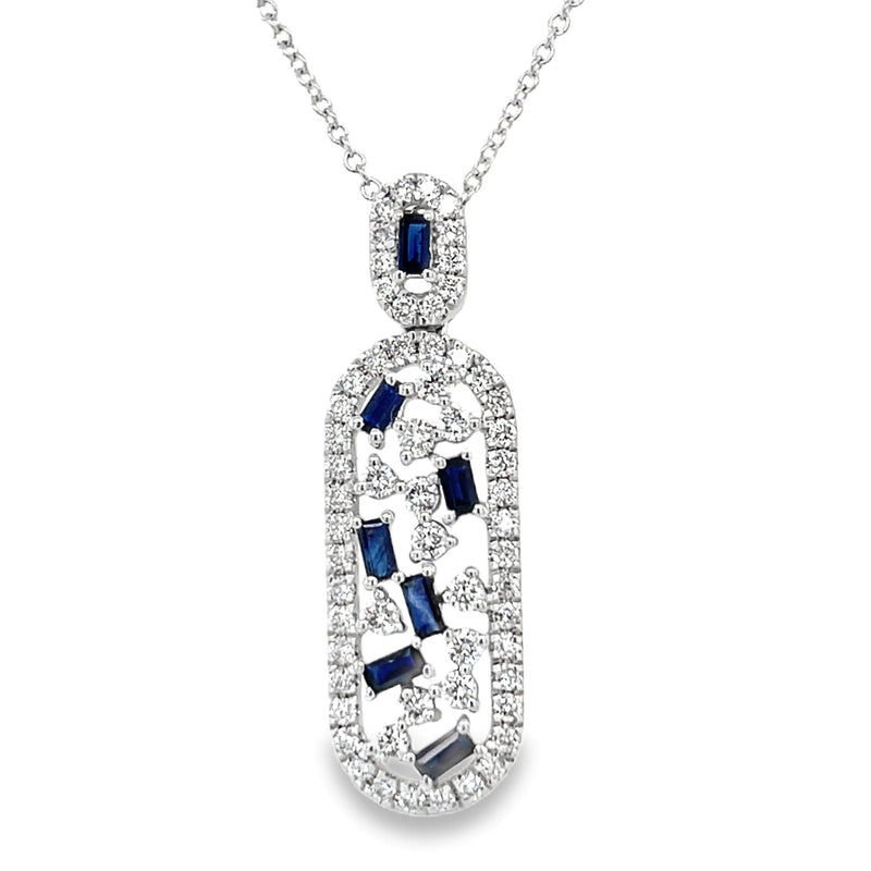 14K WHITE GOLD SAPPHIRE AND DIAMOND RING  #235-00290
