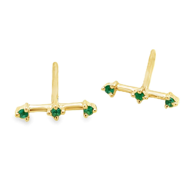 14K YELLOW GOLD EMERALD EARRINGS  #210-00147
