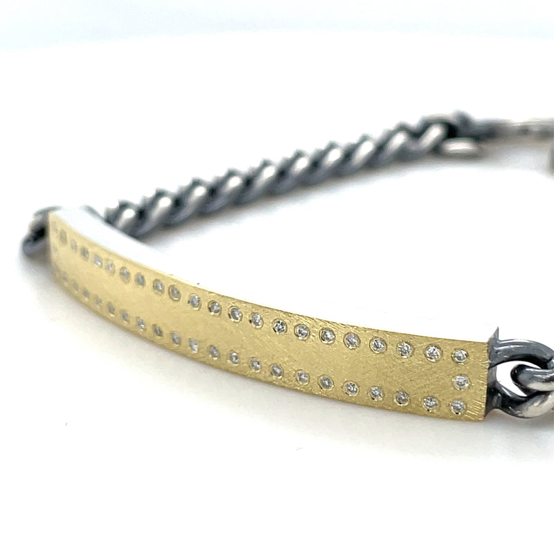 STERLING SILVER AND 18K YELLOW GOLD DIAMOND.BRACELET