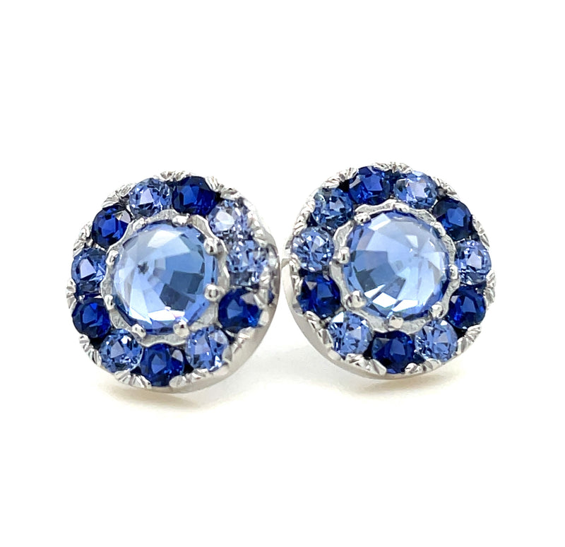 14K WHITE GOLD SAPPHIRE EARRINGS