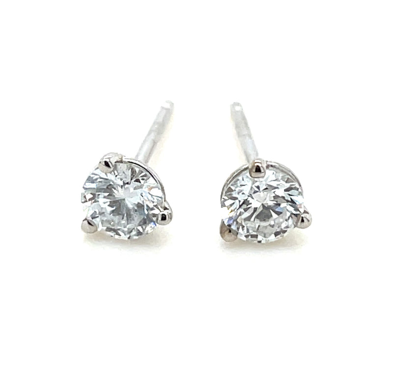 14K WHITE GOLD DIAMOND STUD EARRINGS  #150-00121