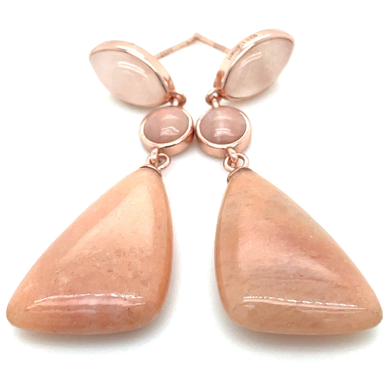 ROSE GOLD PLATED STERLING SILVER AGATE EARRINGS