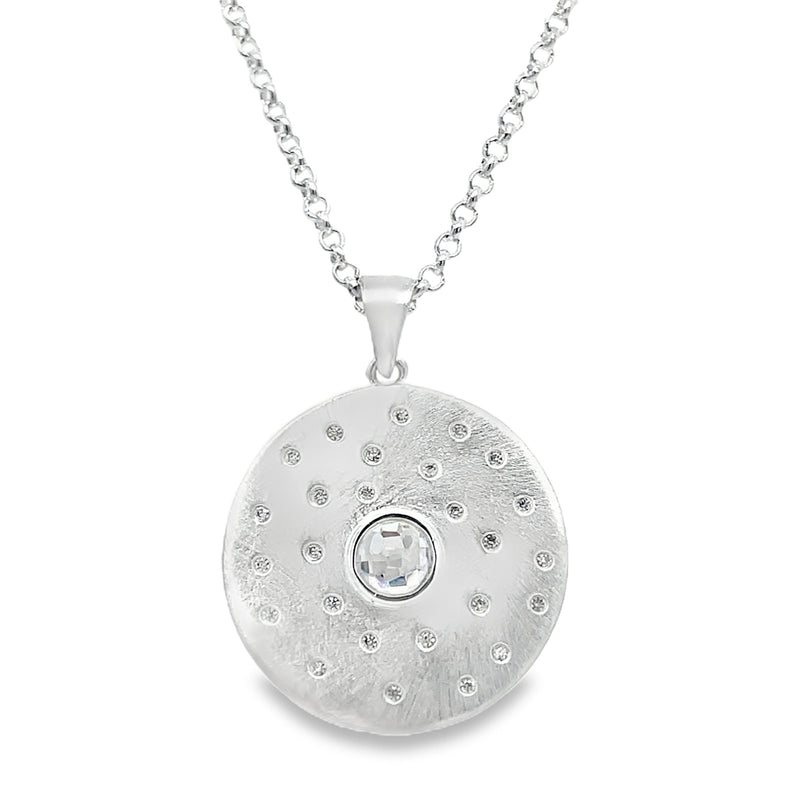 BRUSHED SILVER PLATED BRASS NECKLACE  #805-00589