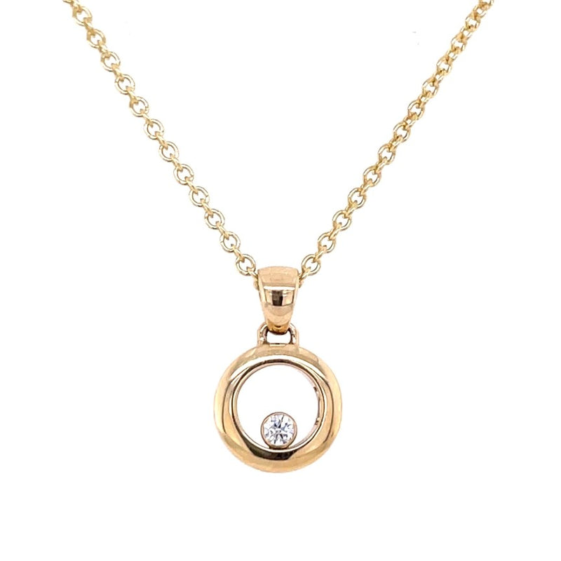 14K YELLOW GOLD DIAMOND CIRCLE NECKLACE