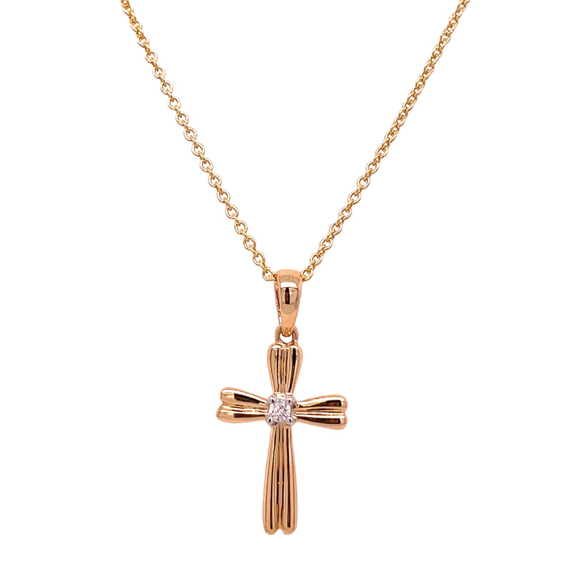 14K YELLOW GOLD CROSS NECKLACE