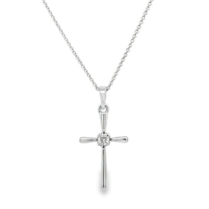 14K WHITE GOLD DIAMOND CROSS NECKLACE  #160-00335