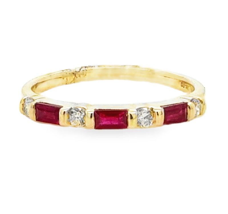 14K YELLOW GOLD RUBY AND DIAMOND  RING  #200-00477