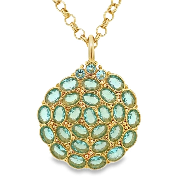 24K GOLD PLATED BLUE NECKLACE  #800-03848