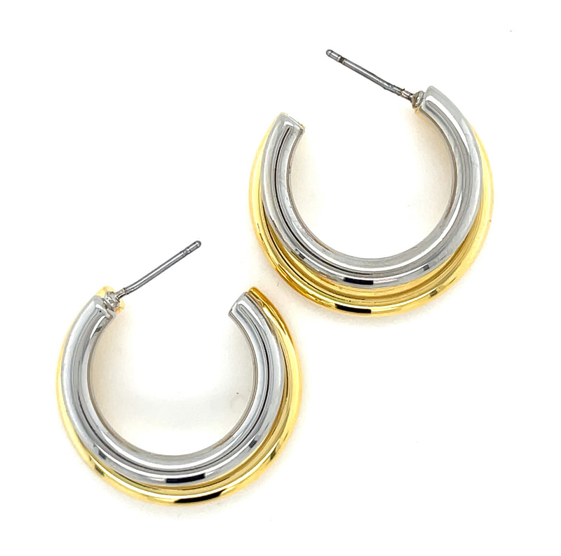 GOLD AND RHODIUM PLATED HOOP EARRINGS