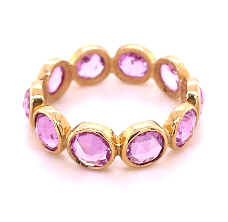 18K YELLOW GOLD PINK SAPPHIRE RING