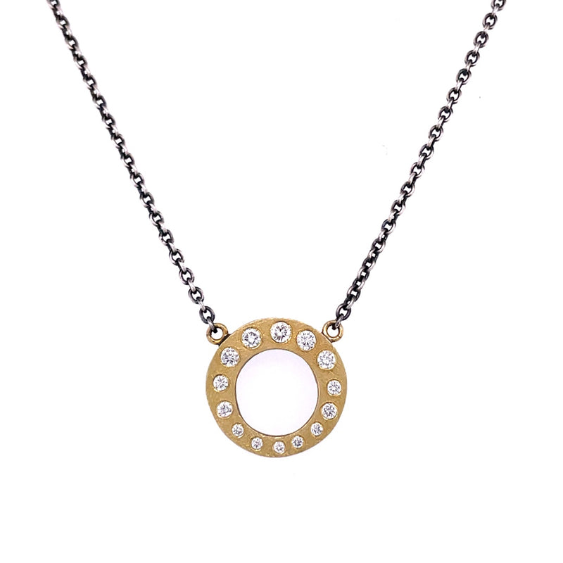 STERLING SILVER AND 18K YELLOW GOLD DIAMOND NECKLACE