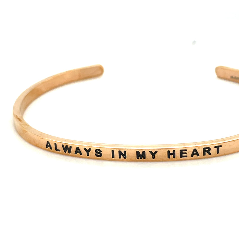 ROSE GOLD PLATED STAINLESS STEEL MANTRA CUFF BRACELET