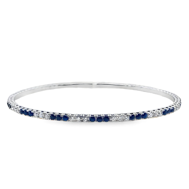14K WHITE GOLD SAPPHIRE AND DIAMOND BRACELET  #240-00091