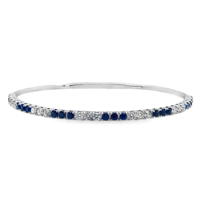 14K WHITE GOLD SAPPHIRE AND DIAMOND BRACELET  #240-00090