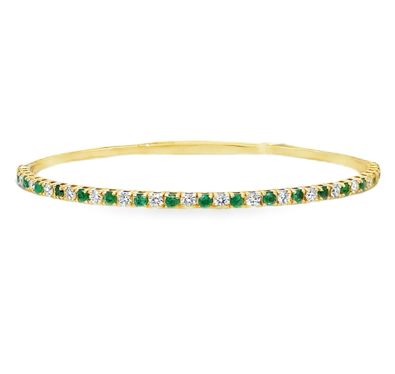 14K YELLOW GOLD EMERALD AND DIAMOND BRACELET  #240-00089